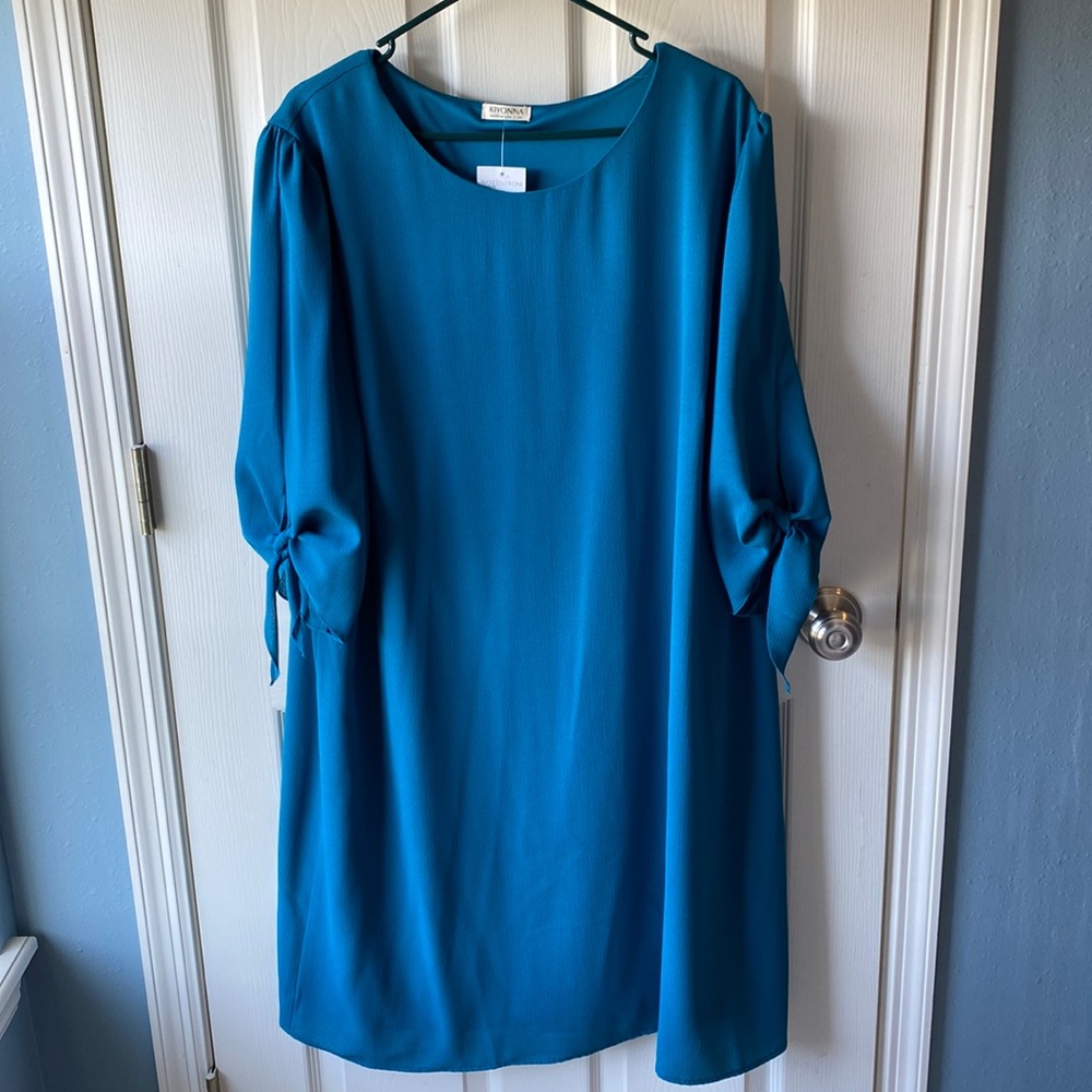 Kiyonna Manhattan Shift Dress - teal 2X NWT